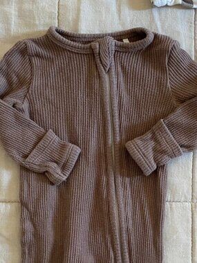 Angel Dear Taupe/Brown Ribbed Kids Footie